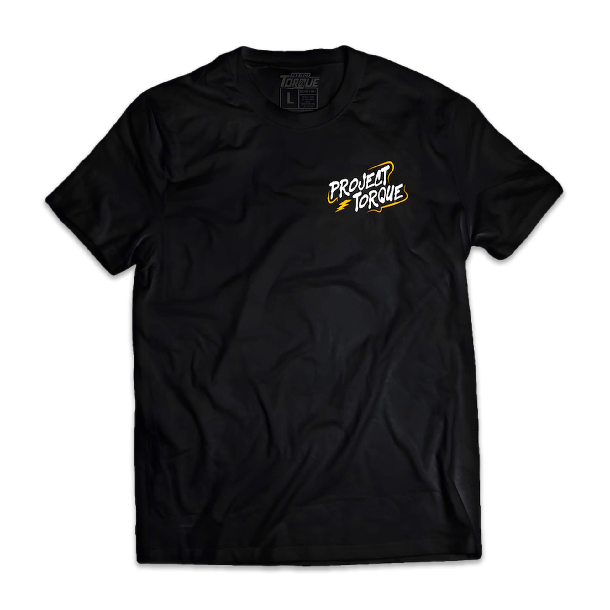 Front View of the Project Torque “El Sol” T-Shirt. Featuring bold front and back graphics, made from 60% cotton and 40% polyester. “El Sol Sale Para Todos” (The Sun Shines for Everyone) highlights equal opportunity and mutual support.
