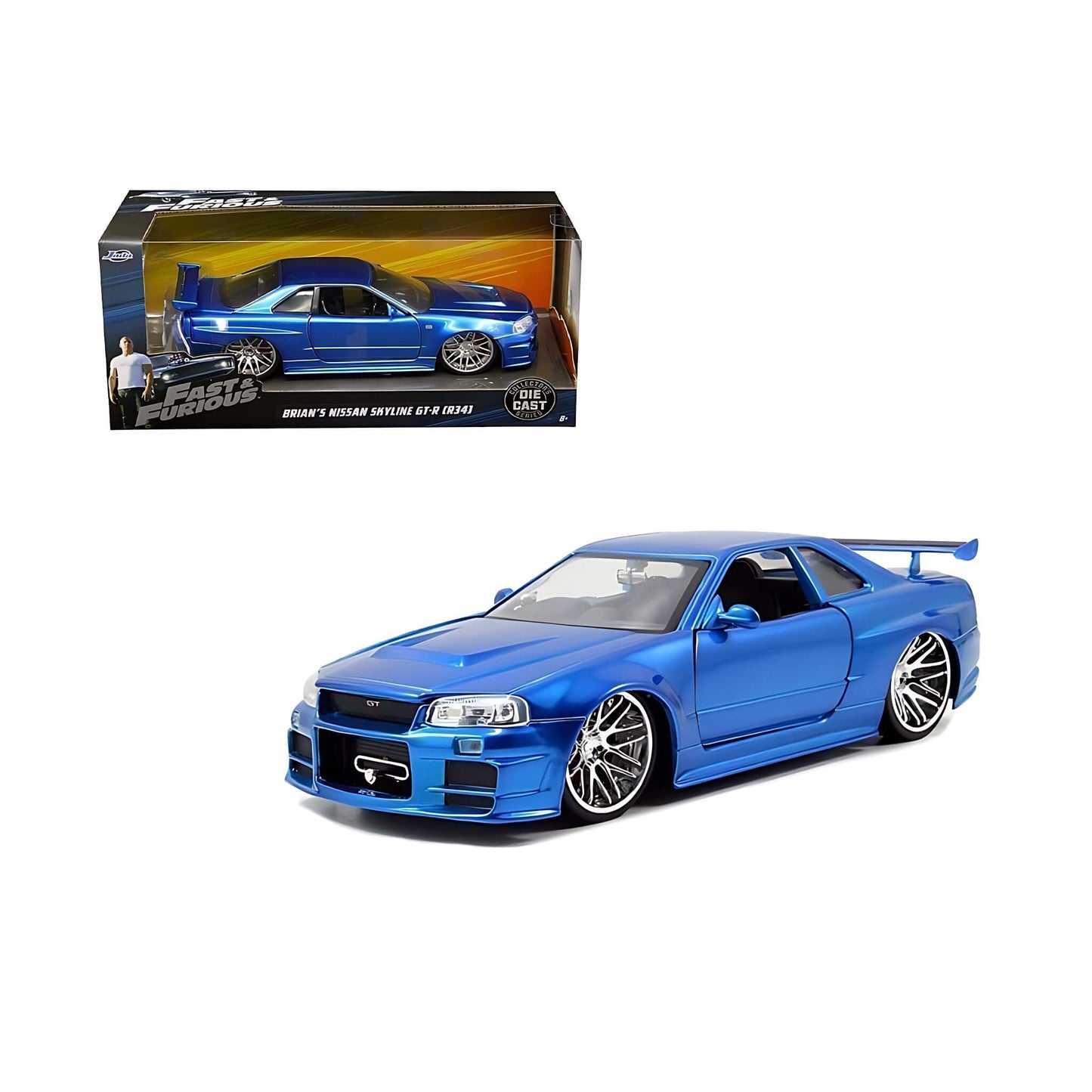 JADA 1:24 BRIAN’S 2002 NISSAN SKYLINE GT-R R34 (BLUE) – FAST & FURIOUS