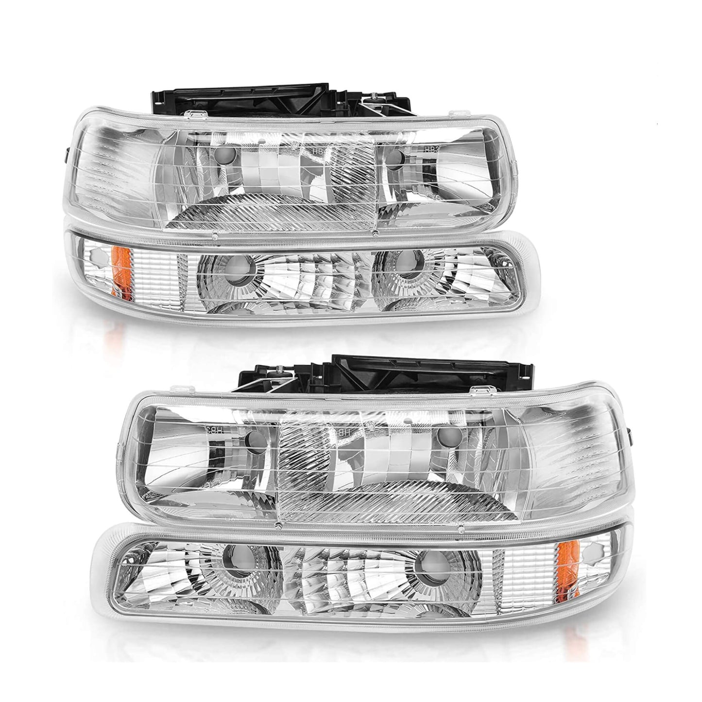 1999 - 2002 Chevy Silverado 1500 / 2500 | Clear Lens Chrome Housing Clear Reflector