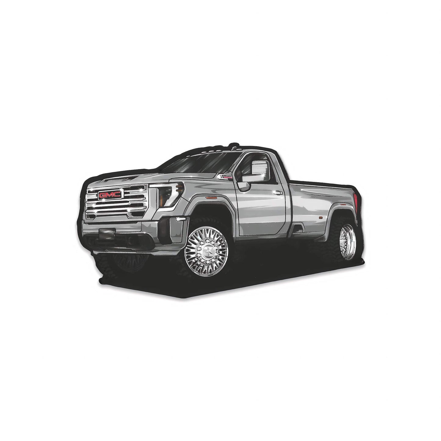 2024 GMC 3500HD Baby Dually Decal on Chrome American Forces. Decal Length 4.75 in