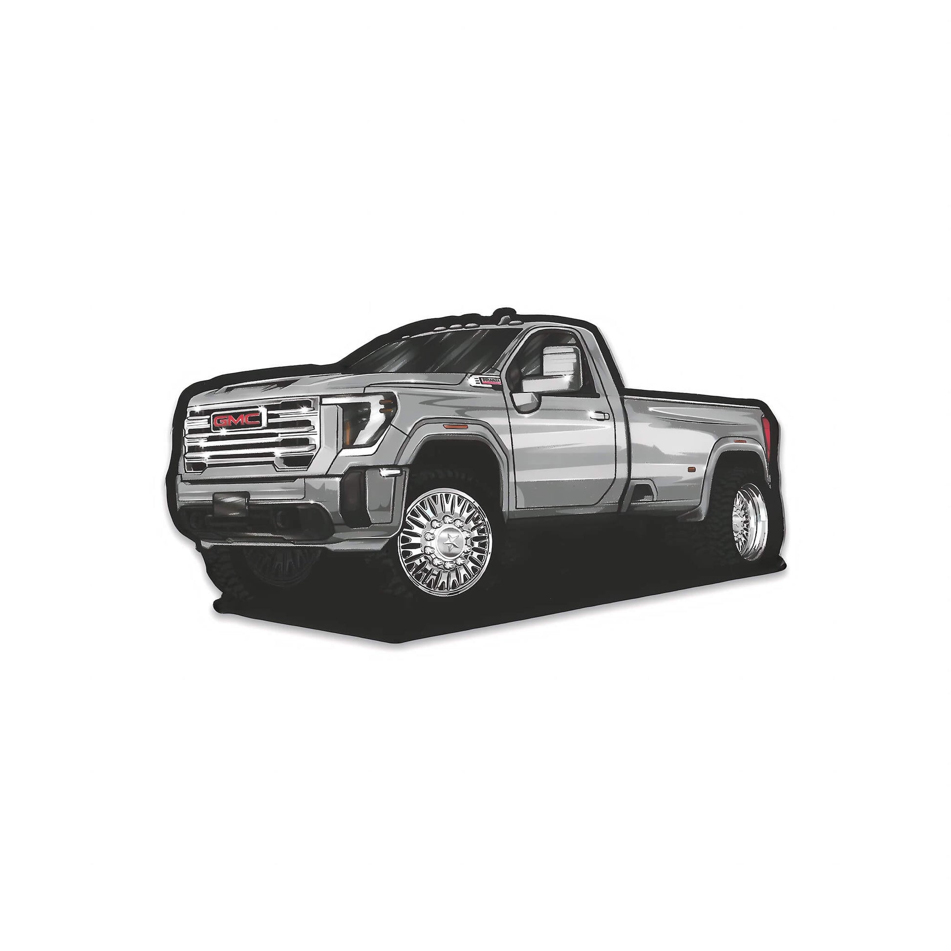 2024 GMC 3500HD Baby Dually Decal on Chrome American Forces. Decal Length 4.75 in