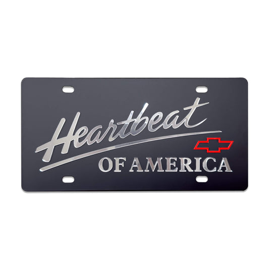 Steel Heartbeat of America Chevrolet License Plate - Black