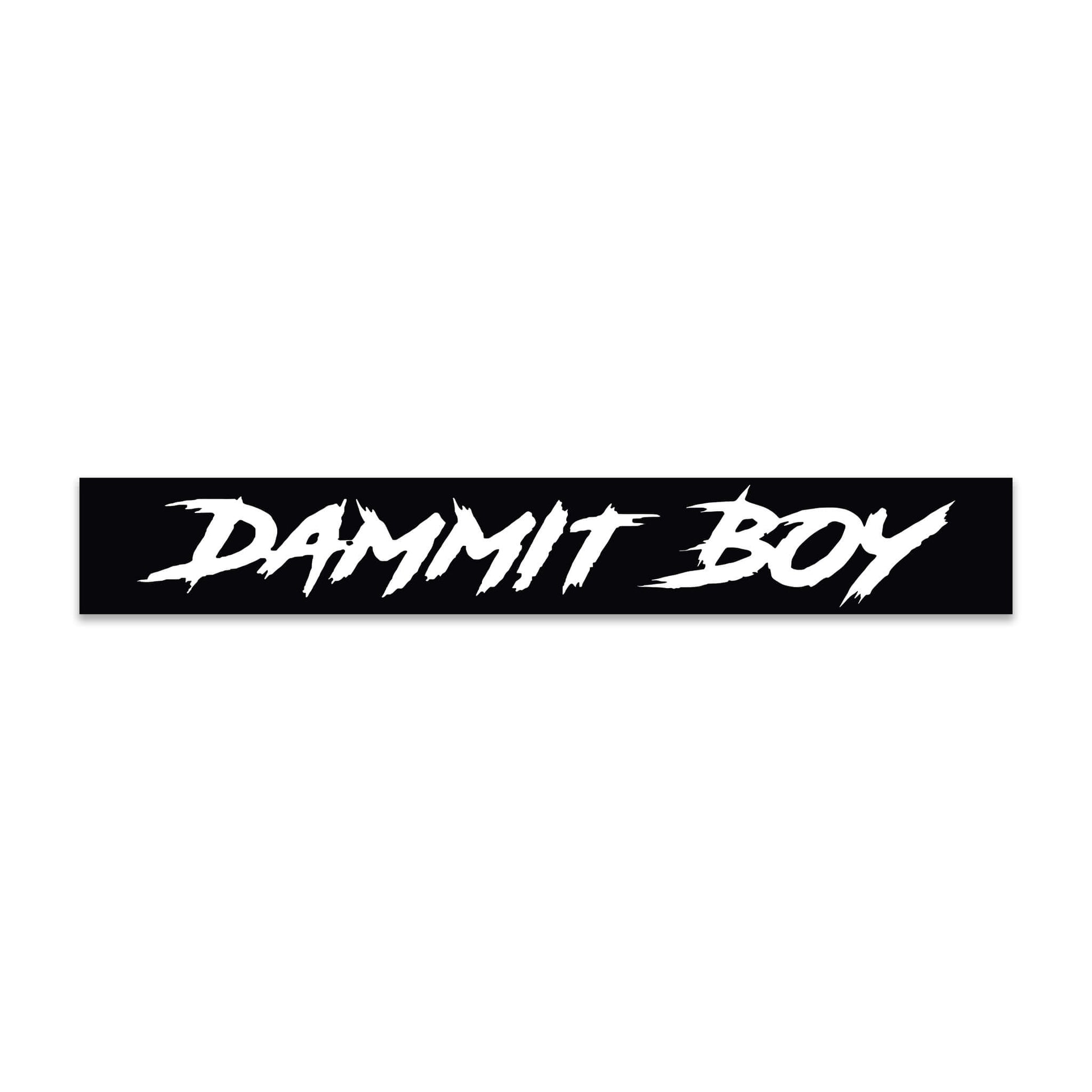 White variant of the "Dammit Boy" Windshield length Decal. Perfect to anyone who wants to add personality to their vehicule.