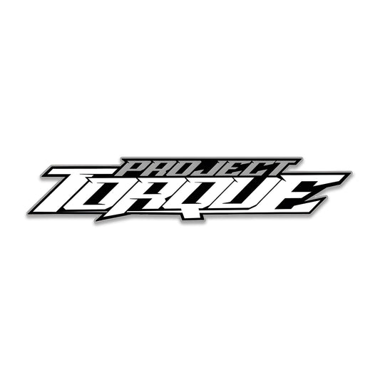 "Edge" Project Torque Logo, Featuring our Project Torque logo with a sharper edge design. Featured in a silver variant availiable in Teal and Red aswell.