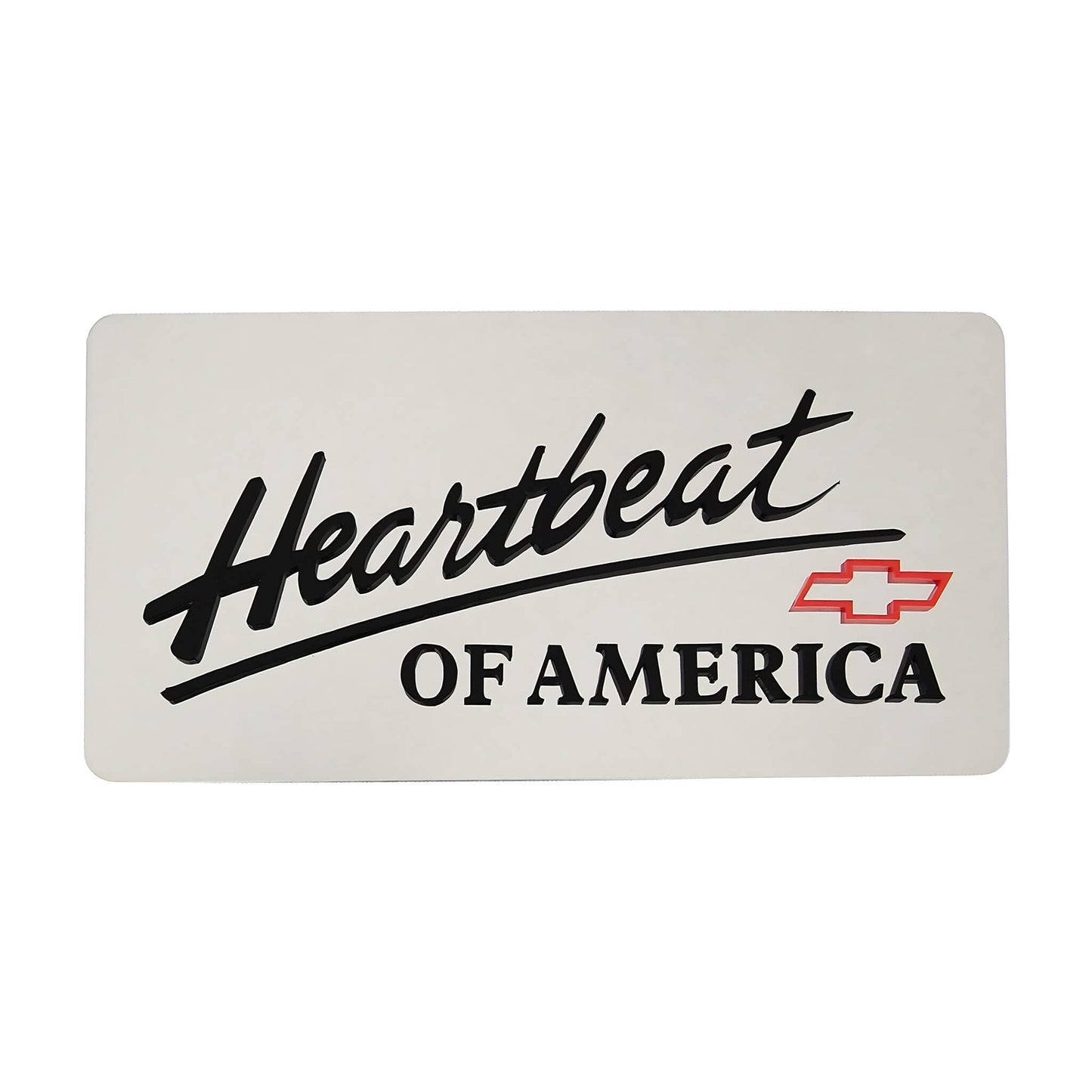 Steel Heartbeat of America Chevrolet License Plate - Black/Mirror