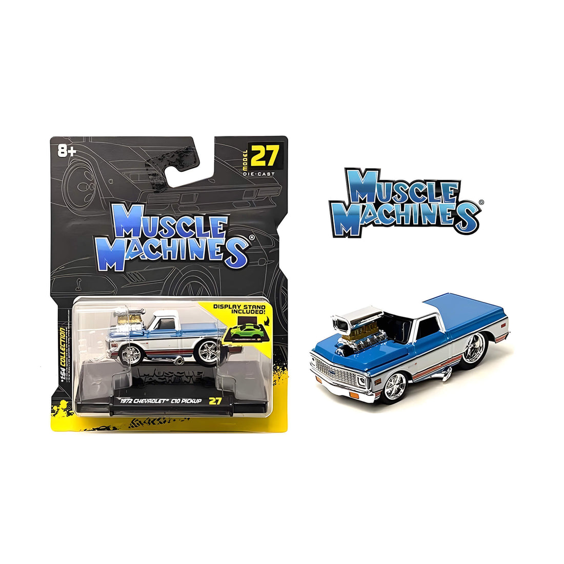 MUSCLE MACHINES 1:64 1972 CHEVROLET C10 PICKUP - BLUE – Project Torque