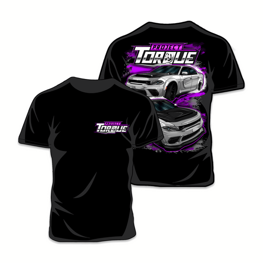 Shop the "Charger Hellcat Burnout" T-Shirt featuring a bold widebody Charger graphic. Made from 60% cotton and 40% polyester.