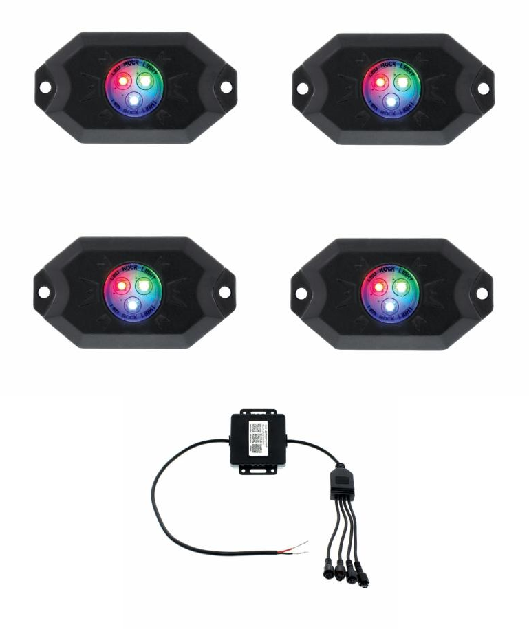 RGB Multi-Color Bluetooth App Music 500 Lumen LED Rock Light Kit ...