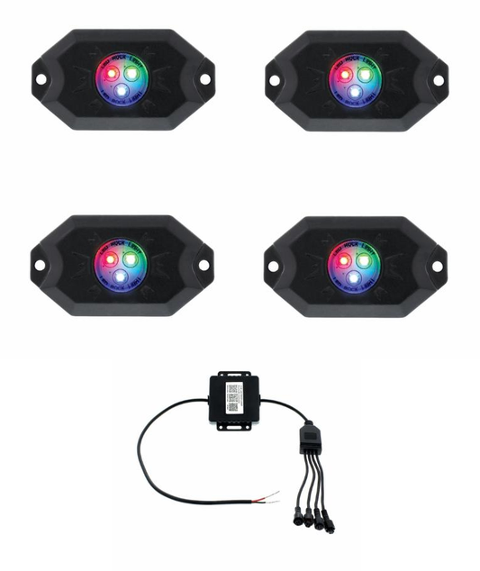 RGB Multi-Color Bluetooth App Music 500 Lumen LED Rock Light Kit